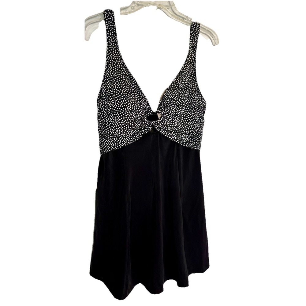 maxine of hollywood swimsuit Tummy Control Polka Dot Swi Dress Sz 16 Retro